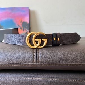 Reversible leather belt with Double G buckle